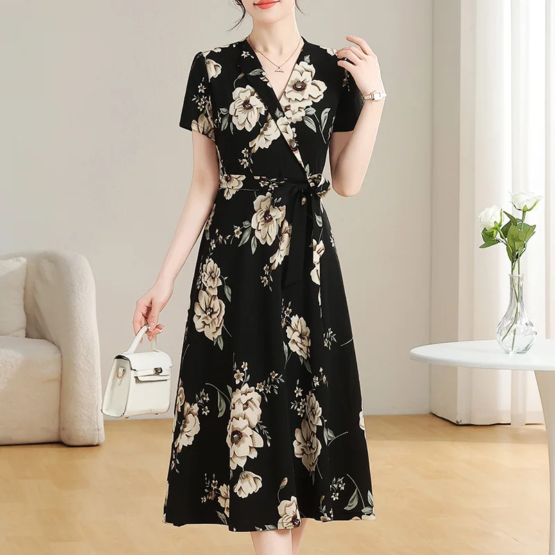 

Новая женская летняя юбка-миди с цветочным принтом, А-силуэт, с завышенной талией, для беременных, с эффектом похудения