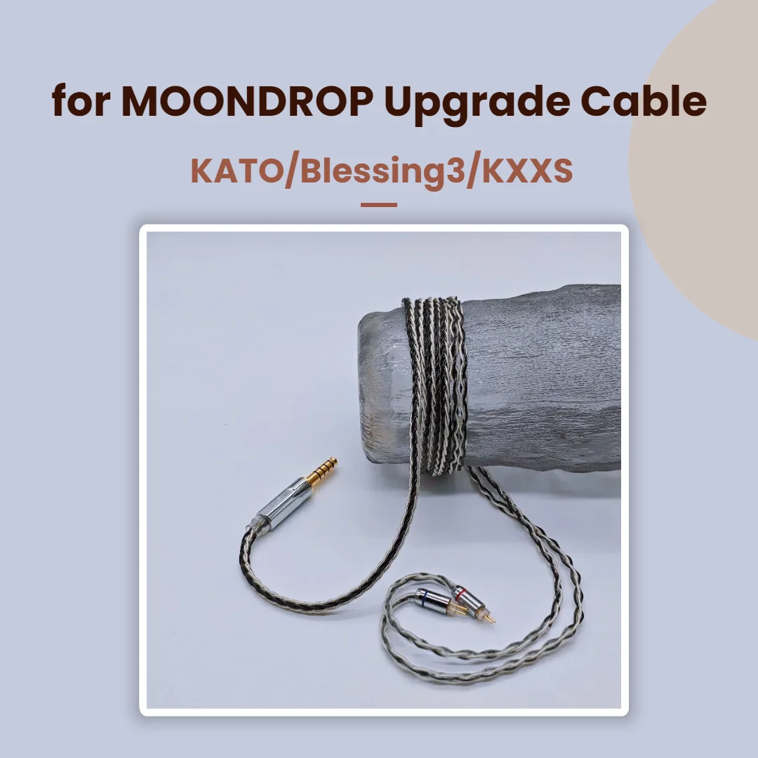 8-żyłowy kabel audio Premium kompatybilny ze słuchawkami MoonDrop KATO, Starfield 2, Blessing 3, zbalansowany 4,4/2,5 mm