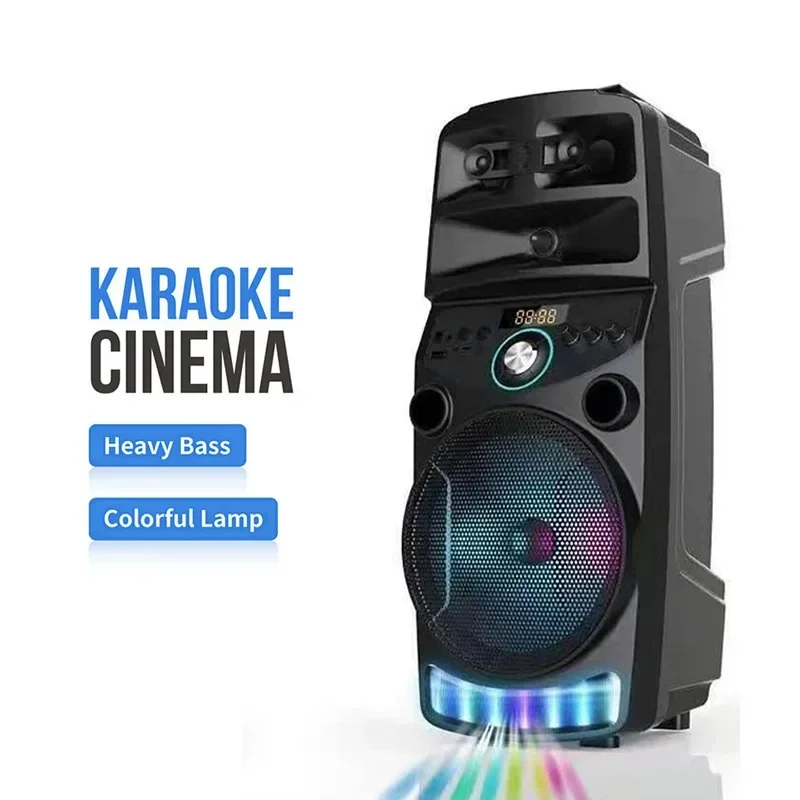 QS-6802 8-calowe zewnętrzne przenośne głośniki Karaoke DJ System głośników LED Light Bezprzewodowe głośniki BlueTooth Sound Box o dużej mocy