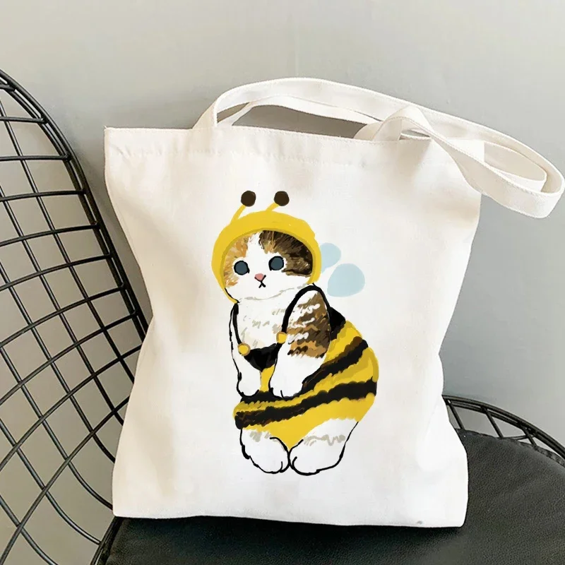 Tote Bag Shoulder Bags for Girls Fashion Canvas Bags Handbags Casual Girl Shopper Bag Kawaii Cats Cute Animal Bags Shopping Bag