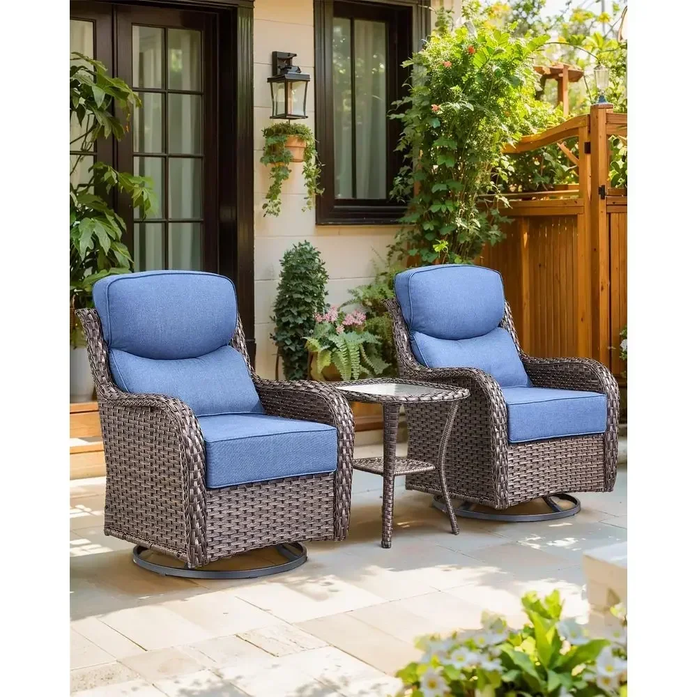 24x24x6 Inch Navy Blue Outdoor Sofa Cushions Set of 3 - Memory Foam Deep Seat Patio Furniture Pillows for Wicker Rocker, Dining