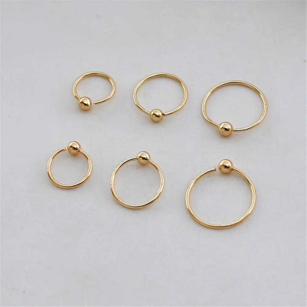 14K Gold Bag with Ball Open Earbone Rings, Tide Small Earrings, Multi-earhole Stud Earrings, Circles