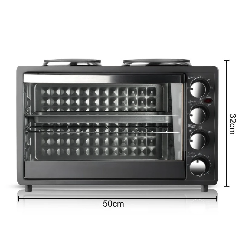 

Electric Oven and Electric Stove Double Burner European American Standard 40L Large Capacity Top and Bottom Heating Home Oven