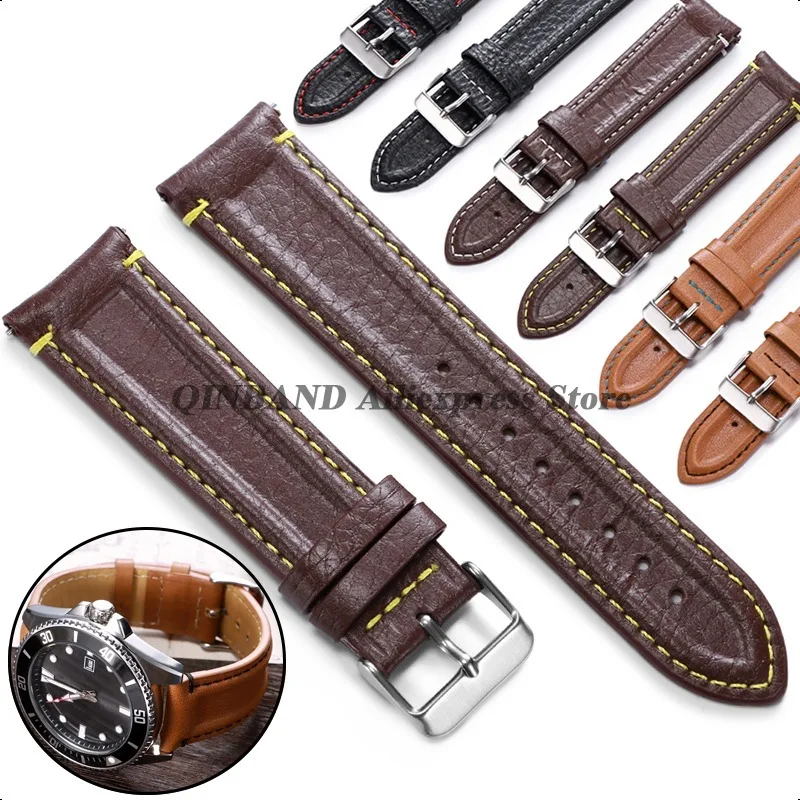 20 مللي متر 22 مللي متر جلد العجل حزام (استيك) ساعة الإفراج السريع الرجعية الأشرطة ل سايكو الأعمال أساور النساء الرجال استبدال لينة معصمه