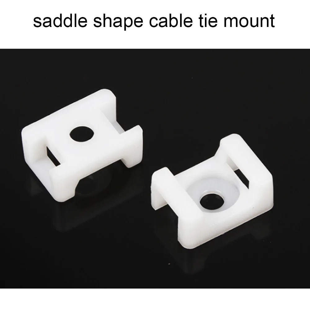 cable tie Mounts 100PCs 4.6mm Wire Buddle Saddle Type Plastic Holder White Black 10 width 15 length Plastic cable white mount