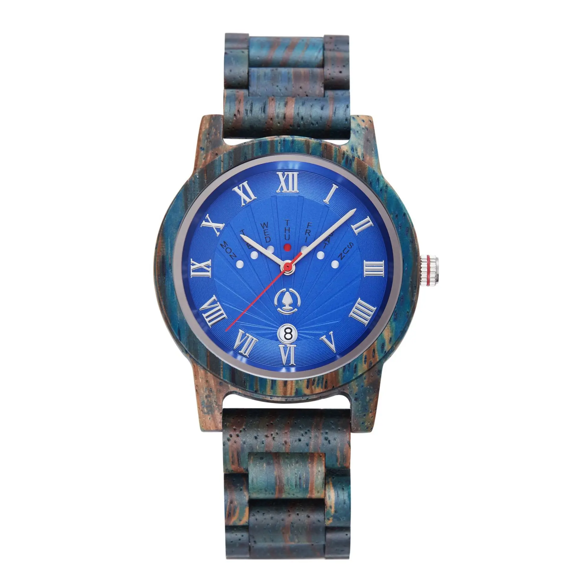 Men Sandalwood Wristwatch Premium High Grade Sandal Texture Japan Quartz Movement Calendar Butterfly Clasp Daily Watch