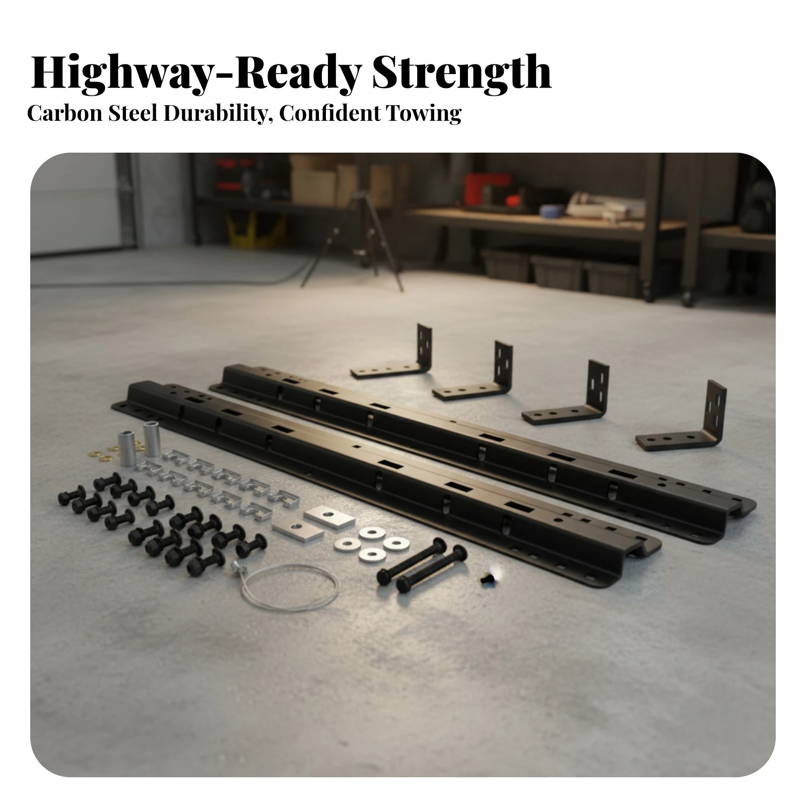 Trailer Hitch Mounting Rail Heavy-Duty Hitch Mounting Kit with Hardware Hardware Kit Long-Lasting Installation Brackets Secure