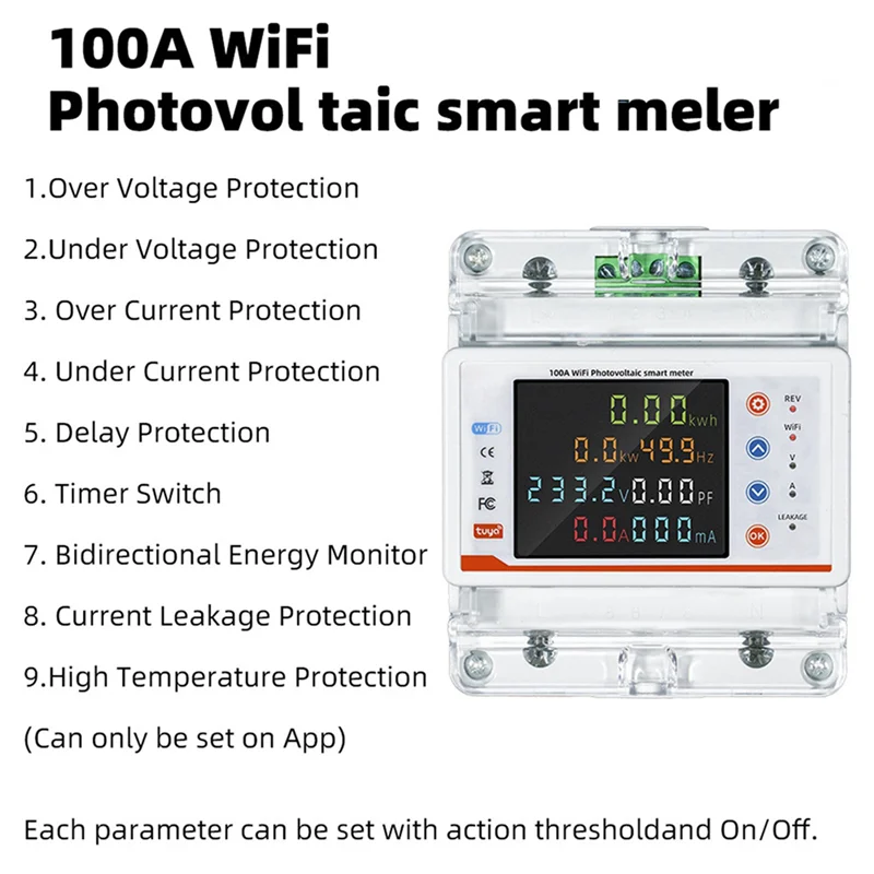 ABJF-2X Tuya Wifi Single Phase 4P Intelligent Circuit Breaker Wifi Auto-Reclosing Voltage Current Protector Timer Switch