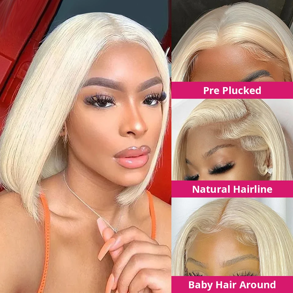 613 Bob Honey Blonde Lace Front Human Hair Wigs For Women Human Hair Remy Brazilian Cheap 13x4 Straight Short Bob Wig 10 14 Inch