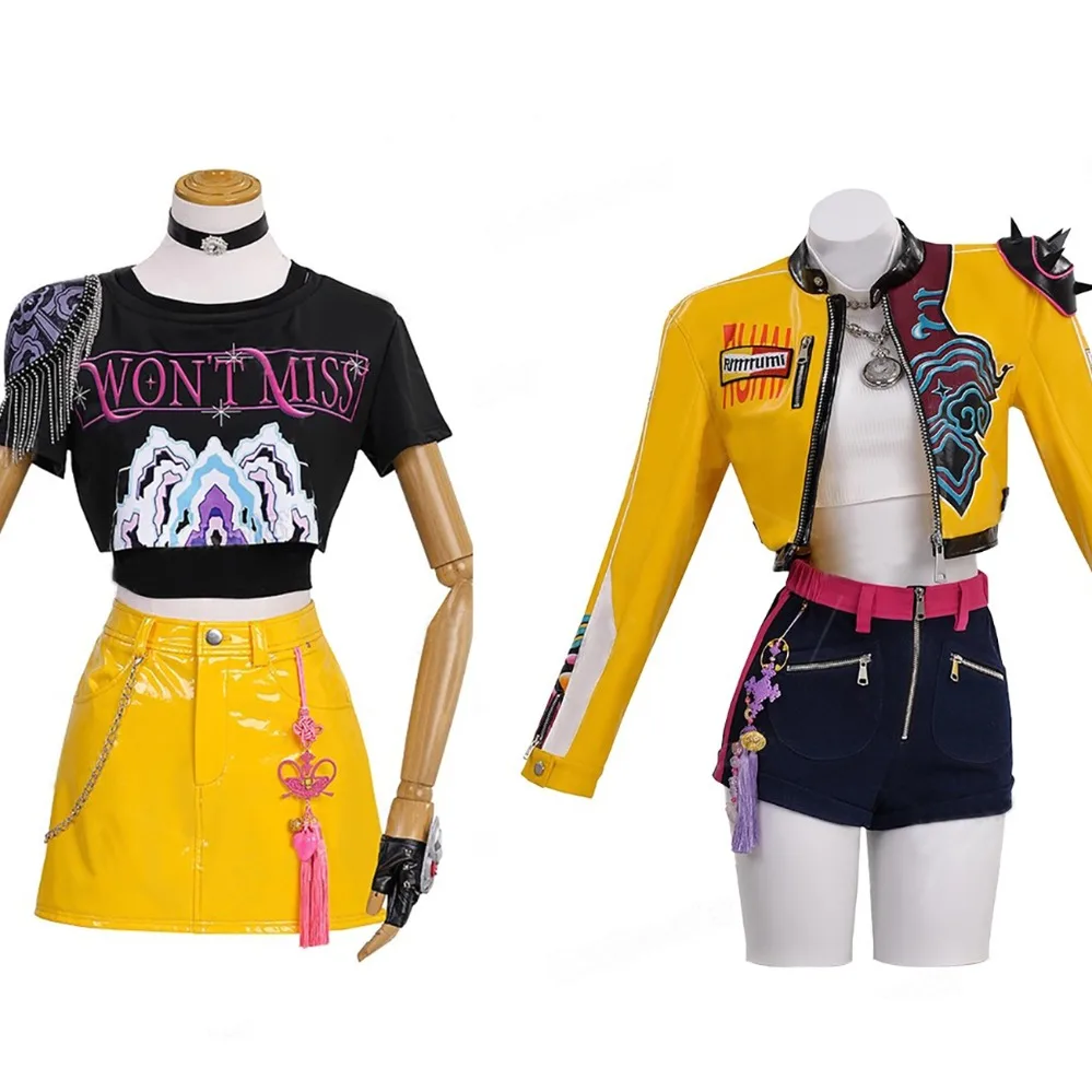 

2025 Woman Mira Rumi Cosplay Costume Halloween Carnival Mira Skirt Rumi Coat KPop demon Hunters Idol Role Play Dress Up Outfit