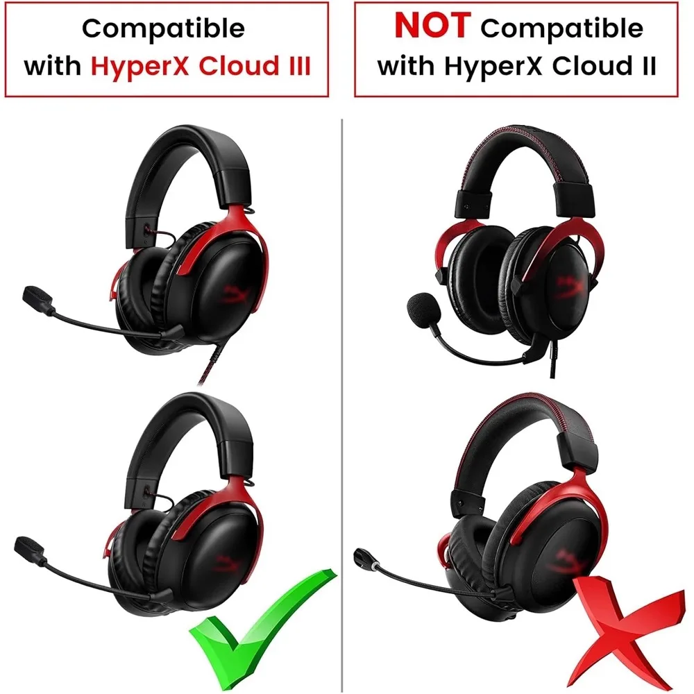 ميكروفون ألعاب بديل 3.5 ملم لسماعات الألعاب اللاسلكية Kingston HyperX Cloud III 3 مع LED