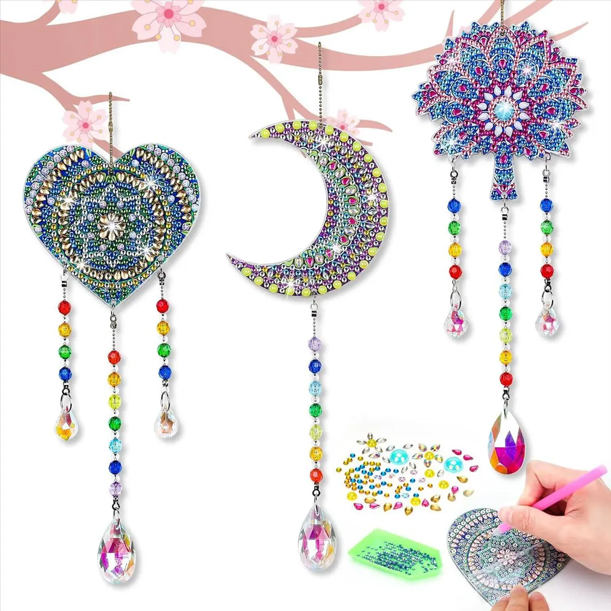 (AIMA) Diamond Painting Craft Gifts for 6-12 Year Old Girls Kids: DIY Diamond Paint By Number Wind Chimes Crafts for Kids