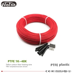 PTFE  1/2/3/6/12/24/36/48/96k  carbon fiber heating cables, floor heating wire, new infrared high-quality heating cable