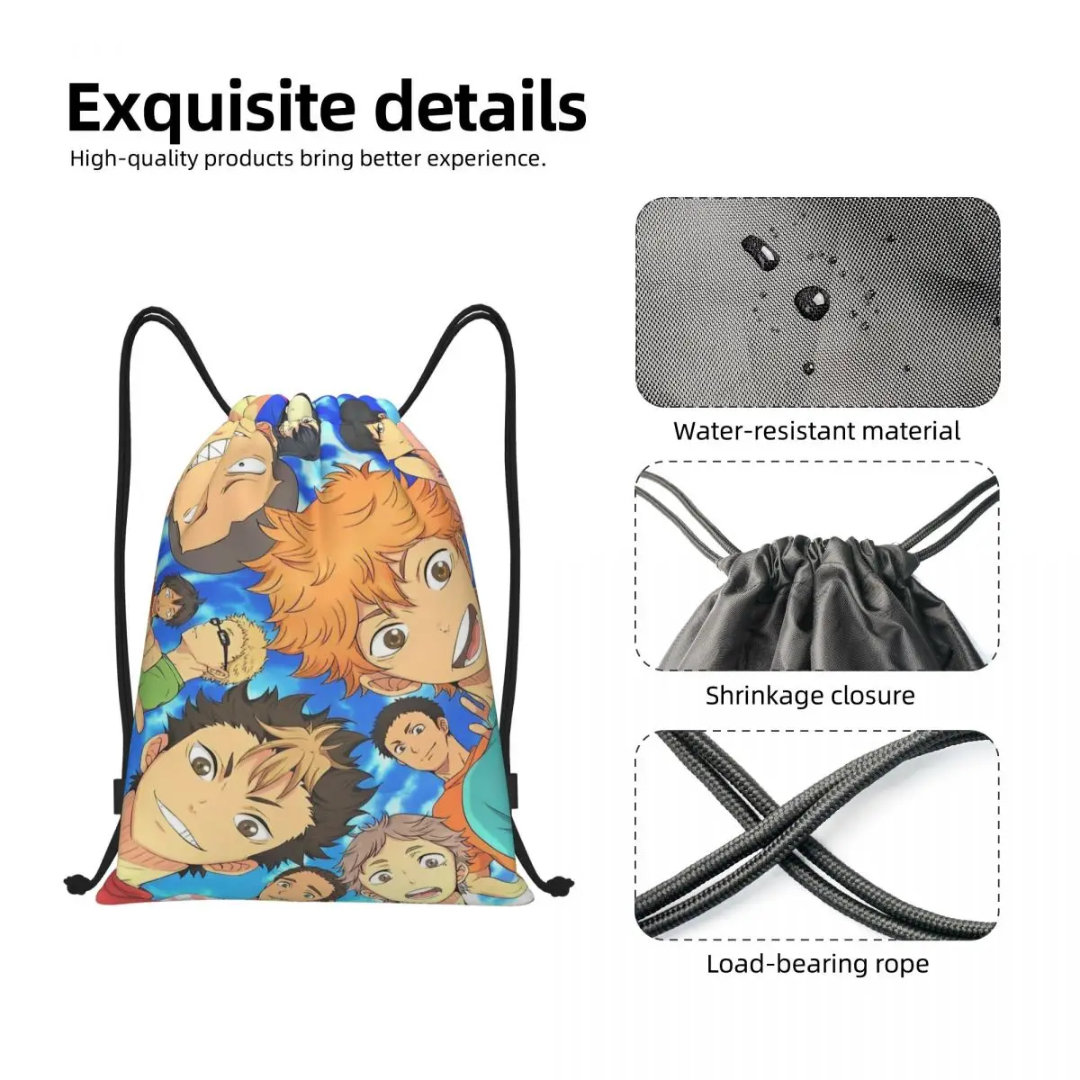 Anime Chłopiec Siatkówka Haikyuu Worki ze Sznurkiem Plecak Sportowy Torba Gimnastyczna Worki na Ćwiczenia