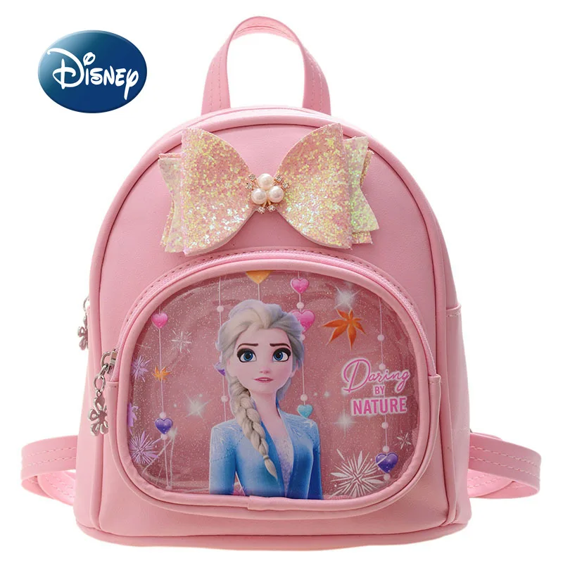 

Disney Frozen Girls Backpack Elsa Princess New Girls School Bag Sequins Fashion High Quality Cartoon Cute Children's Backpack