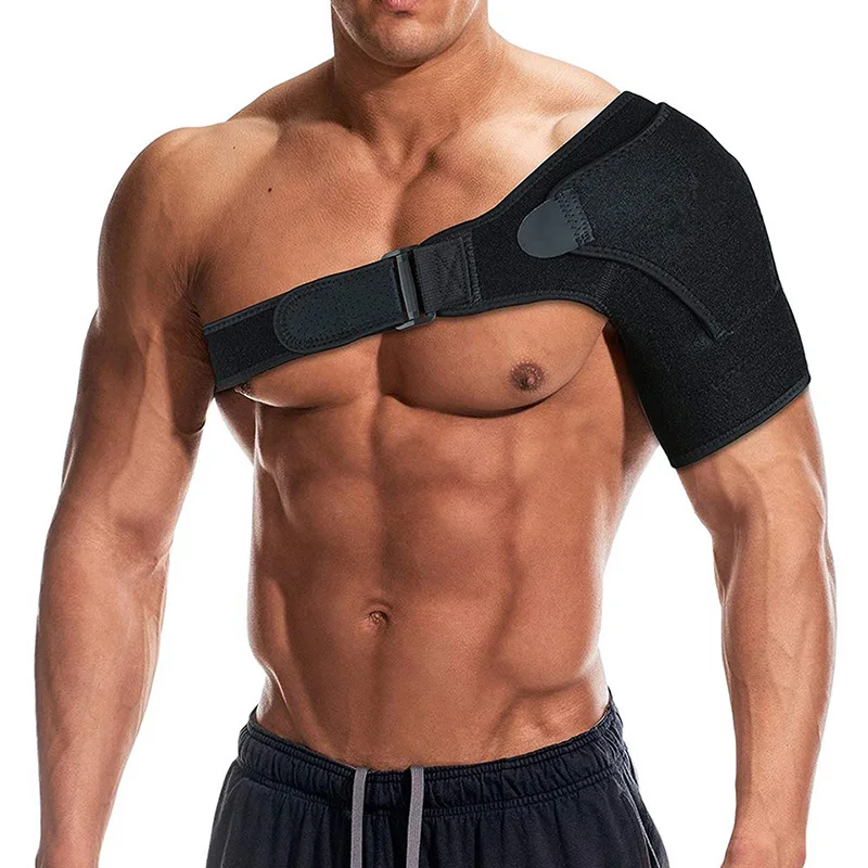 Shoulder Support Brace with Pressure Pad for Men Women Single Compression Sleeve Torn Rotator Cuff AC Joint Pain Relief Strap