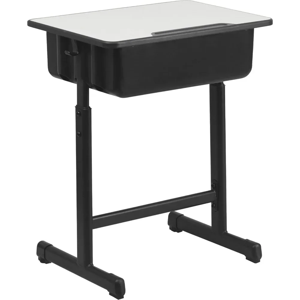 Billie Open Front Student Desk for Classrooms or Remote Learning, Height Adjustable School Desk with Book Box and Bag Hooks