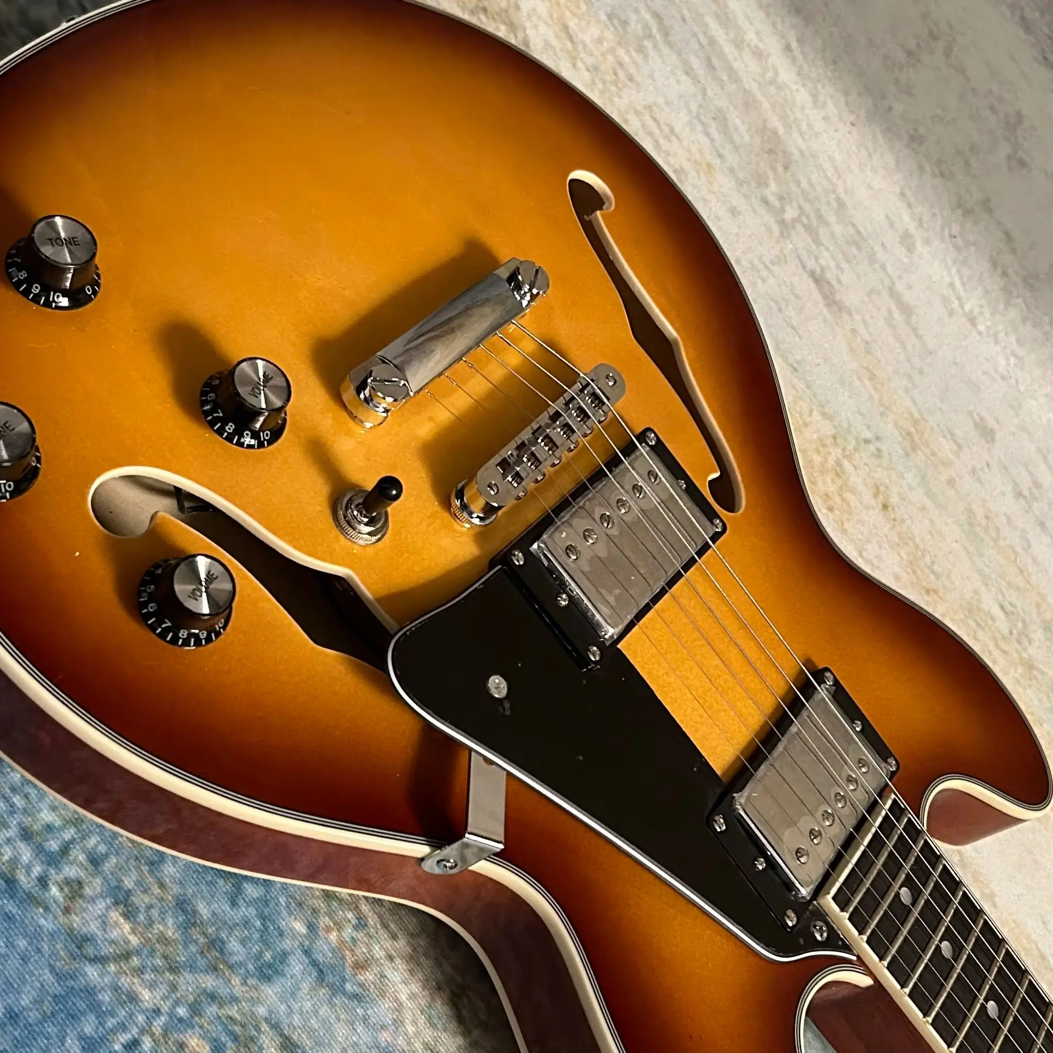 Electric Guitar Semi Hollow Body Lemon Sunburst Color ABR-1 Bridge 339 Version