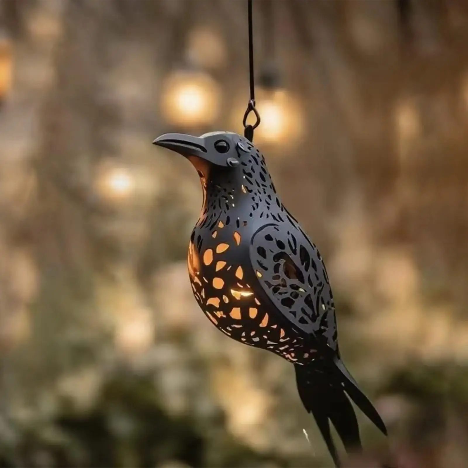 Raven Lantern 3D Gothic Pendant Lamp indoor and outdoor crow decorative hanging lamp Gothic crow chandelier for garden porch