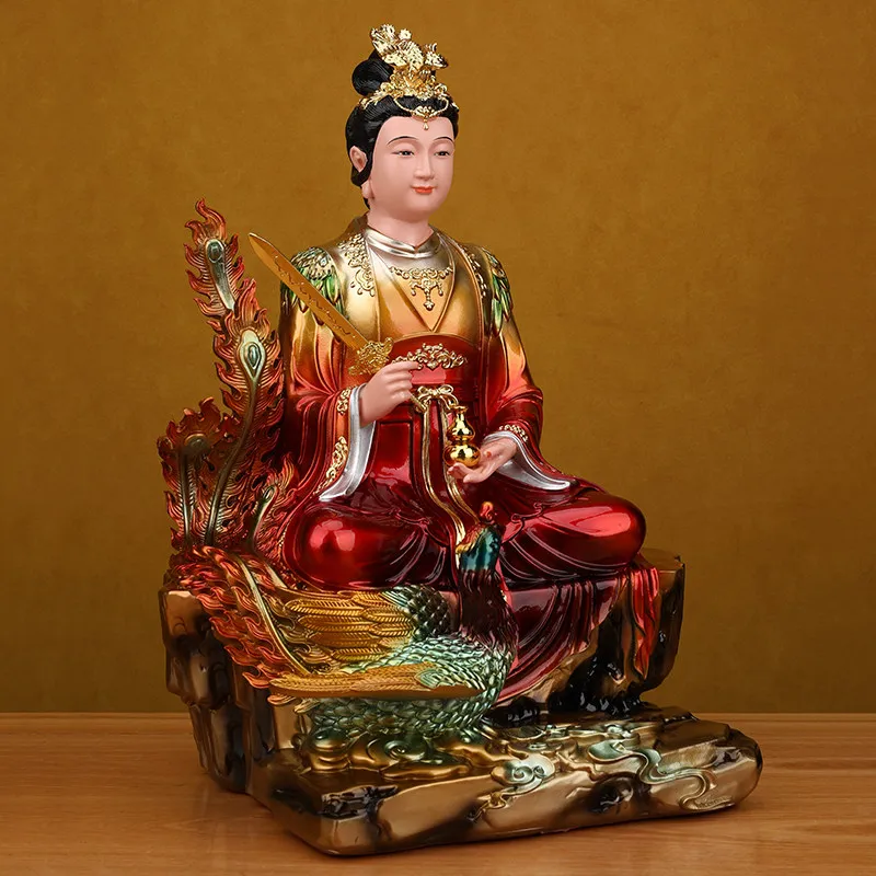 China Resin carving Jiutian Xuan NU Immortal God Goddess Boddhisattva Statue home offering  Decoration ornament