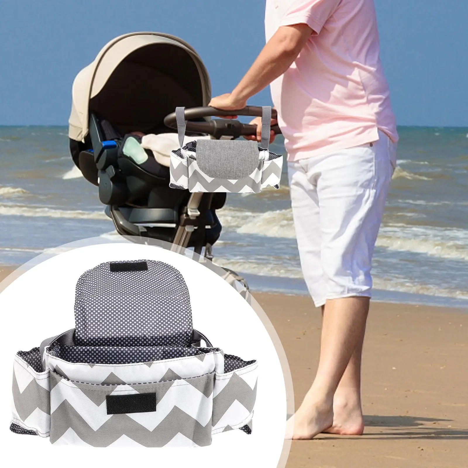 

Подвесная сумка-органайзер для детской коляски, прочная сумка для хранения подгузников из полиэстера, практичный органайзер для хранения коляски, аксессуары для коляски