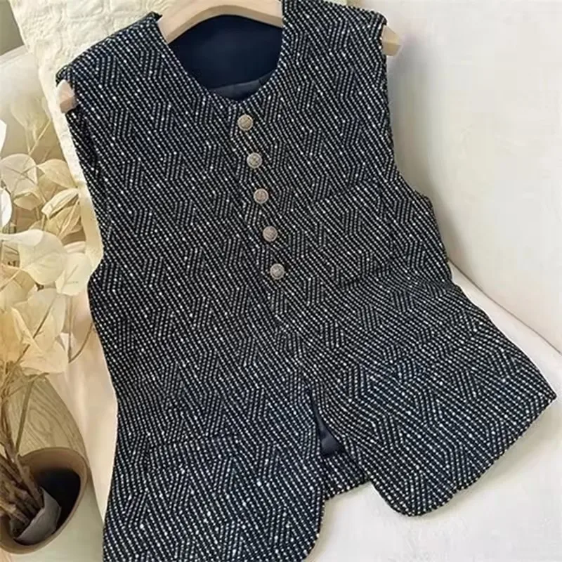 

Осень-зима 2022, повседневный универсальный женский шерстяной жилет без рукавов, пальто, темпераментный модный свободный женский костюм, жилет, куртка