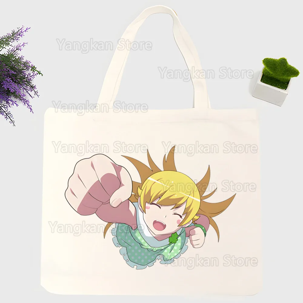 

Bakemonogatari Oshino Shinobu Холщовая большая сумка Повседневная школьная сумка на плечо Многоразовая женская сумка для покупок