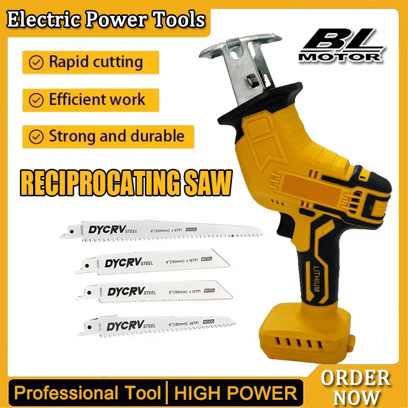 

2800RPM Cordless Reciprocating Saw 20V Brushless Electric Saw Multifunctional Metal Wood Pipe Cutting Saw Power Tool Fit Dewalt