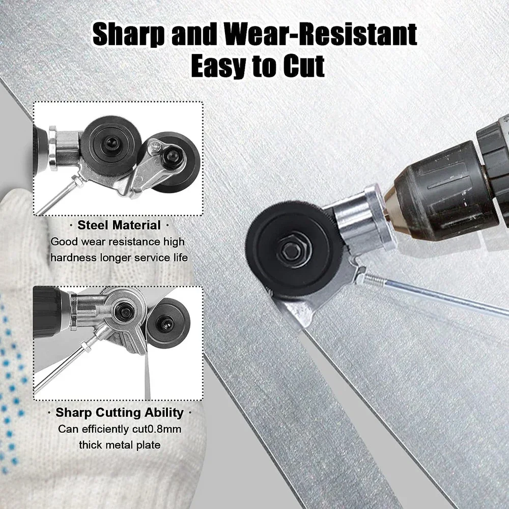 For Iron Metal Sheet Cutter Plate Punch Scissors Electric Drill Plate Cutter Attachment Double Headed Free Cutting Tools