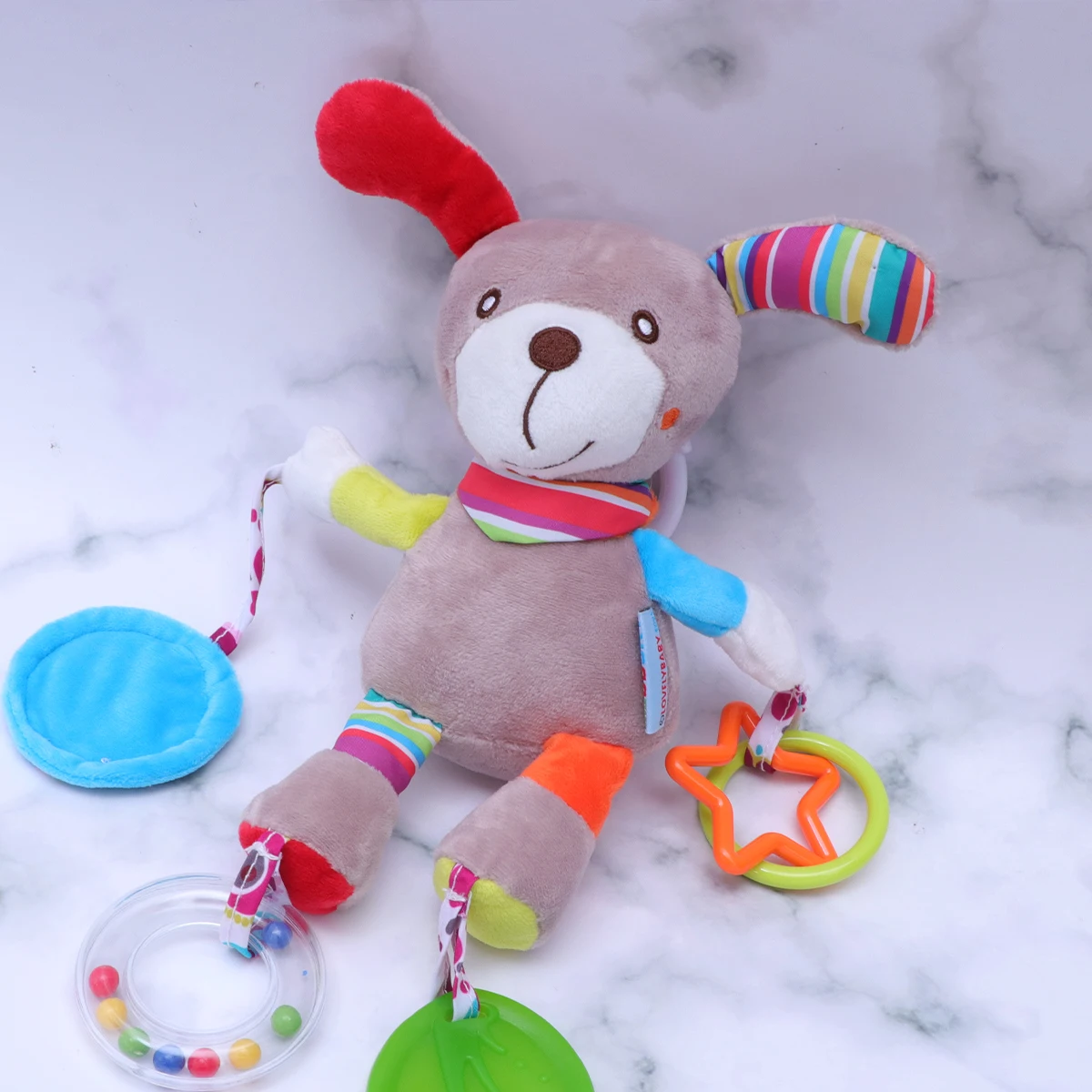 Mainan Bayi Lucu Kartun Hewan Rattle Tempat Tidur Bayi Boneka Pegangan Latihan Koordinasi Pengembangan Lonceng Menyenangkan