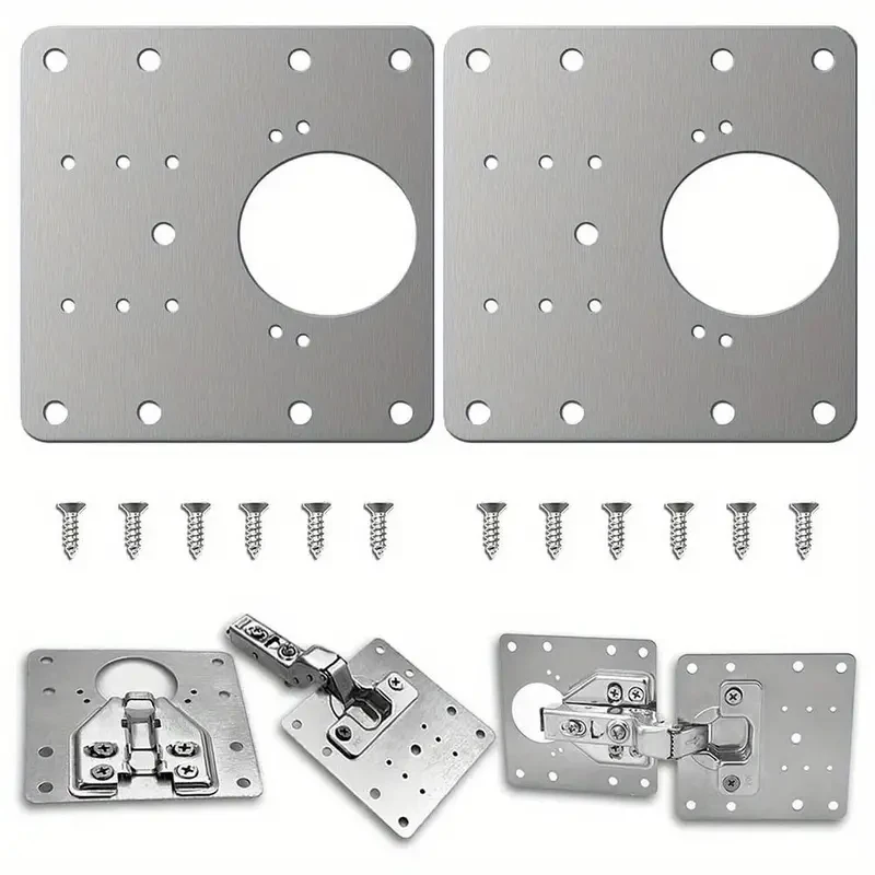 

6Pcs cabinet hinge repair plate, stainless steel kitchen cabinet door hinge bracket with screw kit, cabinet door hinge repair in
