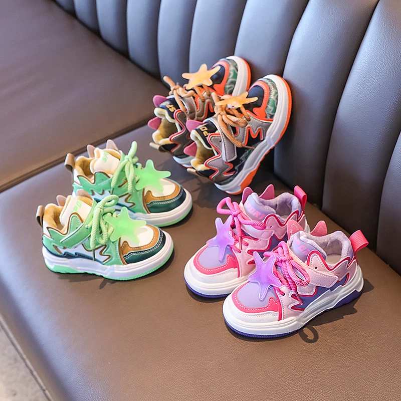 

2025 New Children Shoes High Top Sneakers Toddler Kids Casual Soft Bottom Lace Up Slip on Sports Shoes Boy Girl Mesh Flat Shoes