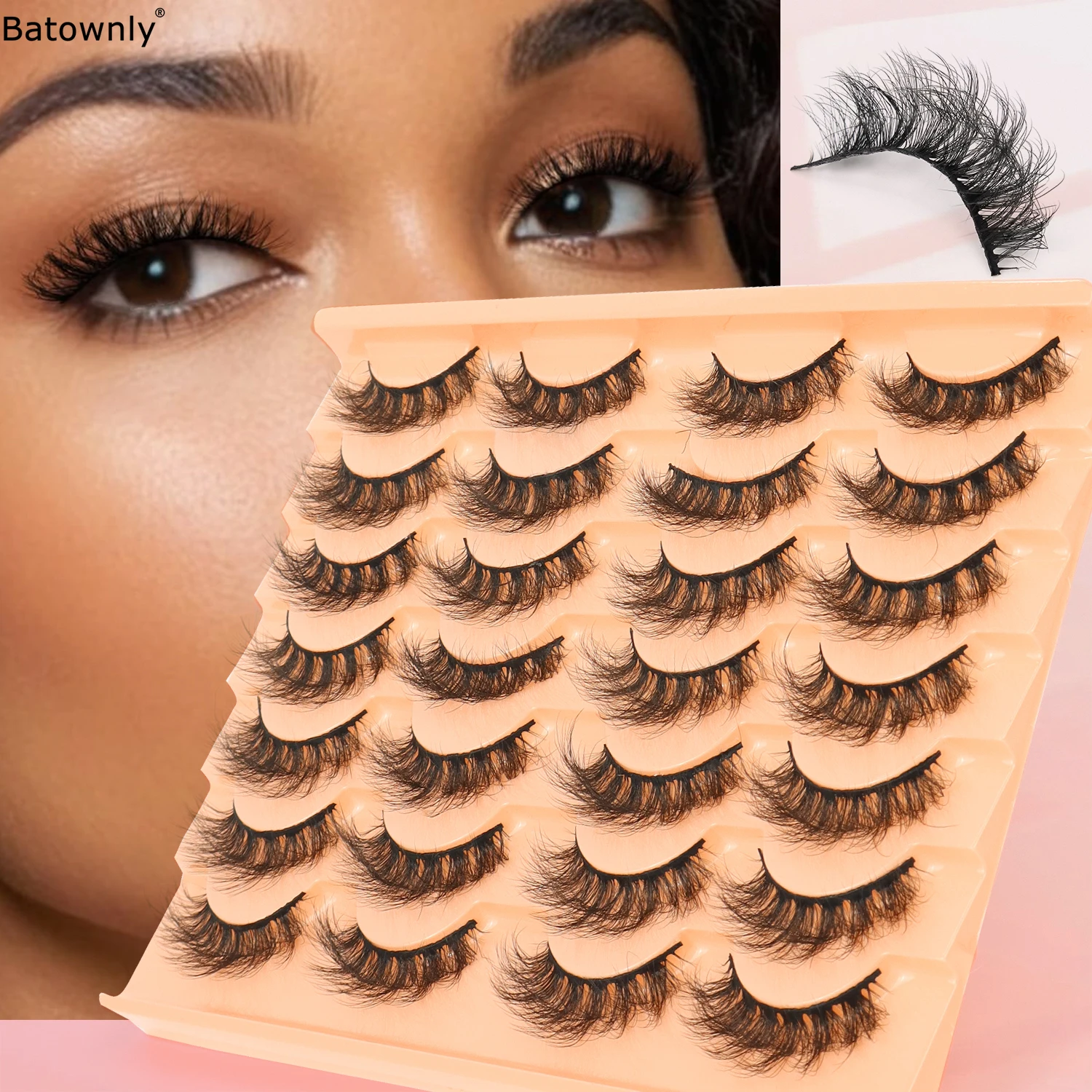 14 قطعة من الرموش الصناعية الكثيفة والرقيقة 18 ملم رموش صناعية على شكل عين القطة الطبيعية