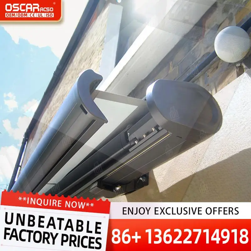 

Wall Mount Remote Control Retractable Folding Sunshades All Seasons Sun Proof for Backyard Home Retractable Awning