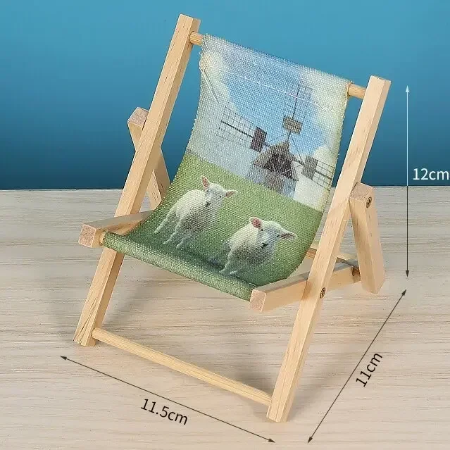 Doll Chair Outfit Accessories for Ropa Labubu 10cm Cotton Doll Summer Vacation Wooden Beach Reclining Camping Chair Ornament image 6