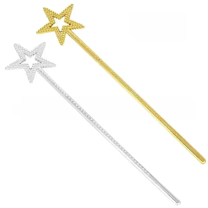 Wholesale 10pcs Princess Girls Wand Golden Pentagram Princess Magic Wand Princess Elsa Fairy Wand Birthday Dress Up Props Gifts