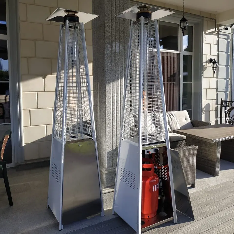 Outdoor Stainless Steel Propane Patio Heater with Pyramid Design for Outdoor Use