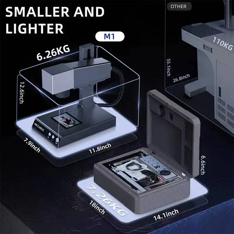 The Latest Mr Cave M1 Portable Fiber Laser Engrave Marking Machine High-precision Desktop Acrylic Metal Engraving Machine