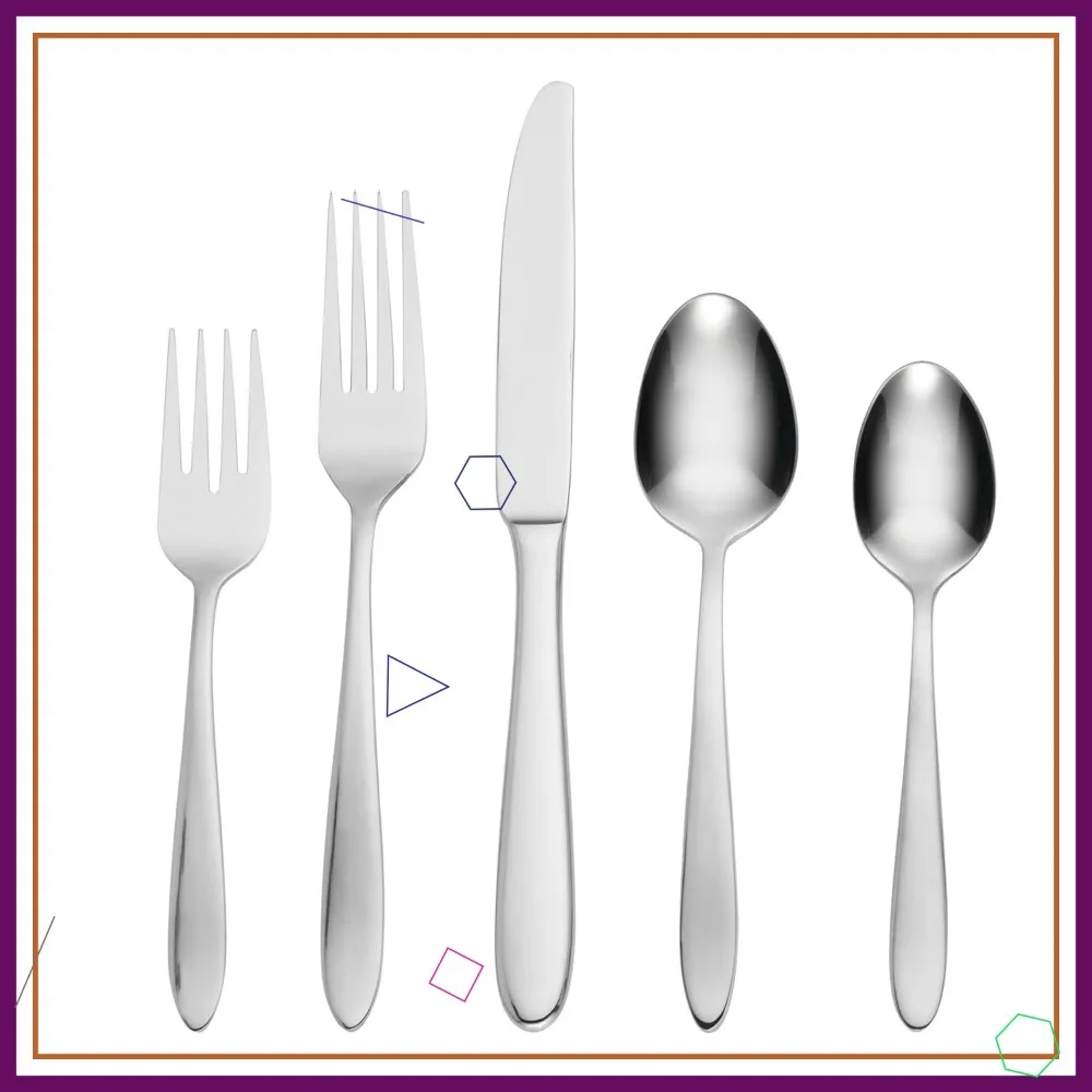 

Набор столовых приборов из 45 предметов для 8 персон, элегантный дизайн Mooncrest, прочная нержавеющая сталь