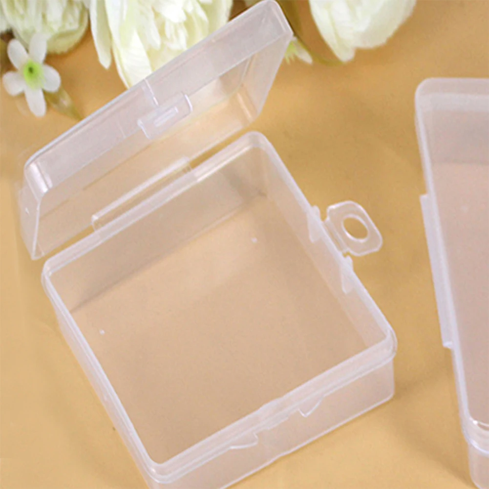 6pcs Mini Square Transparent Plastic Storage Box Earrings Container Case Thickened Buckle Safe Non Fragile Jewelry Organizer