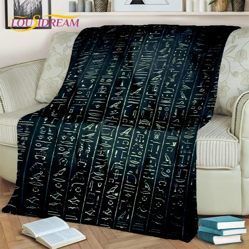 3D Egyptian Hieroglyphics Symbol Pharaoh Blanket,Soft Throw Blanket for Home Bedroom Bed Sofa Picnic Travel Office Cover Blanket