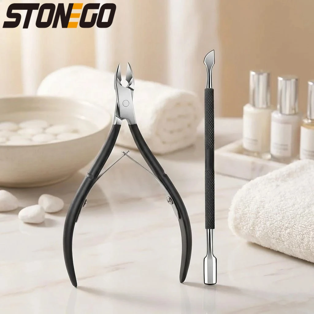 

2Pcs Cuticle Remover Tool Set Stainless Steel Cuticle Cutter Pusher Professional Nail Care Accessories