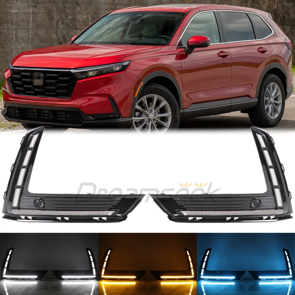 2x LED Daytime Running Light DRL for Honda CR-V CRV RS 2023+ Fog Lamp with Sequential Dynamic Turn Signal Front 3 Color Daylight