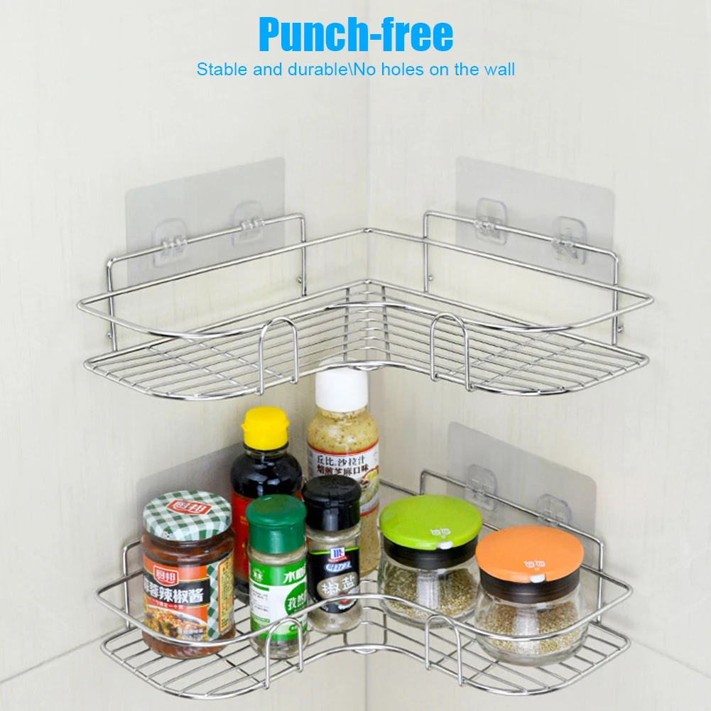 ห้องน้ำชั้นวางชั้นวางอุปกรณ์ครัว Organizer ชั้นวางมุมกรอบเหล็กอาบน้ำแคดดี้ Storage Rack ผู้ถือแชมพู