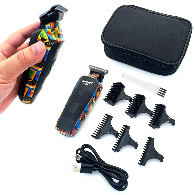 Kemei KM-MAX5090 Electric Hair Clipper Multifunctional Home Hair Trimmer Printing Graffiti Razor USB Men's Electric Shaver