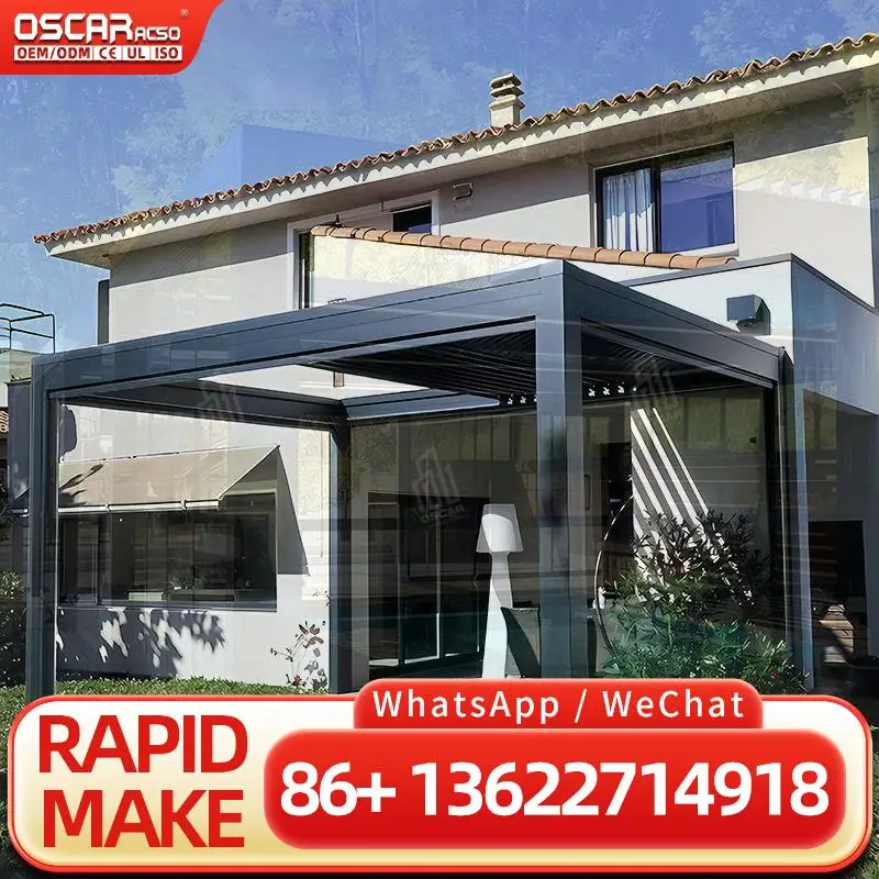 Bioclimatic Villa Opening Pergola with Sliding Glass Doors Modern Outdoor Structure for Garden Patio Backyard pergolas