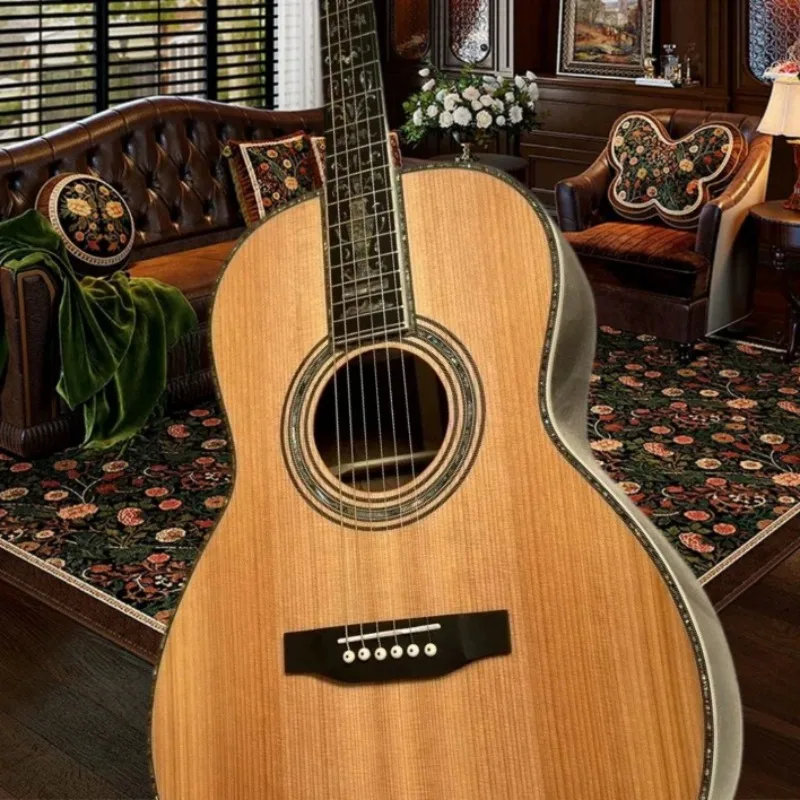 Vintage Orange Gloss Finish 00045 Cedar Top HPL Acoustic Guitar Rosewood Back Sides Cedar Body 39 Inch Great Gift Choice