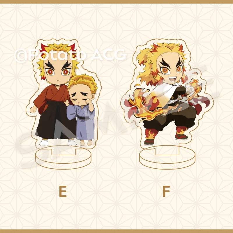 Accessoires de Cosplay de l'Anime Demon Slayer, Rengoku Kyoujurou, Support de Figurine, Ornement en Acrylique, Signe Debout, Mascotte, Cadeau de Noël et d'Halloween
