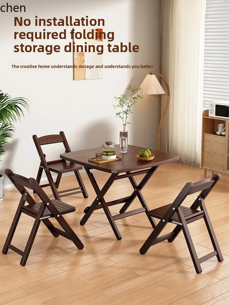 

QZT Folding Table All Solid Wood Dining Table Balcony Home Rental Small Dining Table