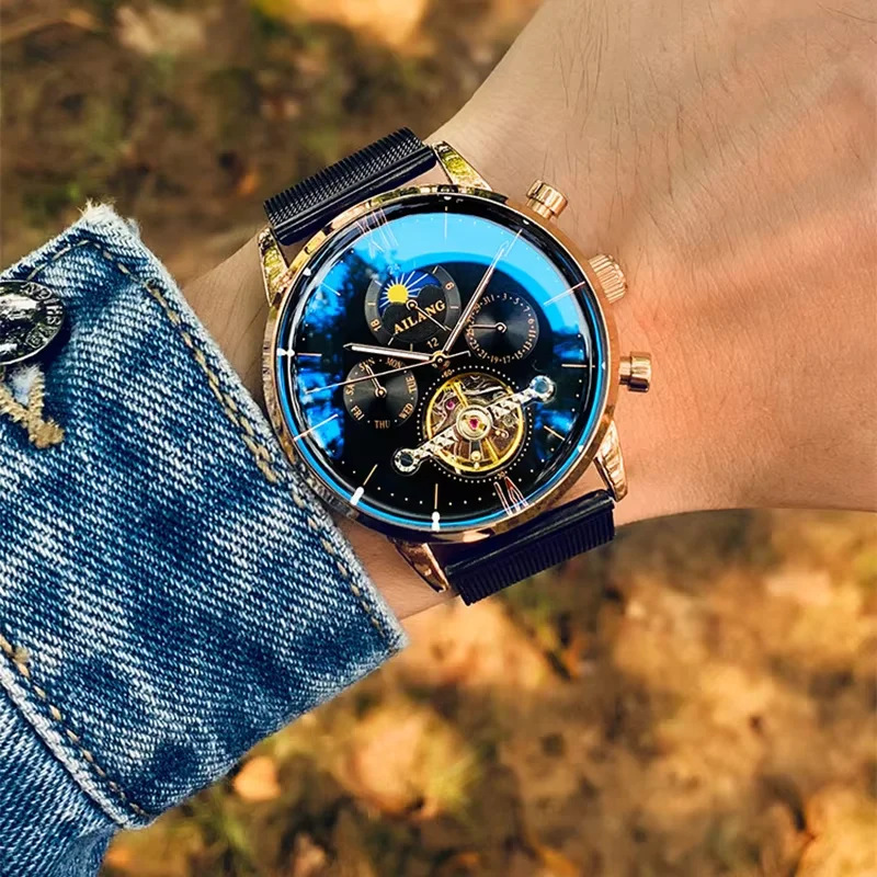 Multifunctional Calendar Ailang Watch Tourbillon Simple Automatic Watch Latest Design Gear Watch diesell Mechanical Clock SSS